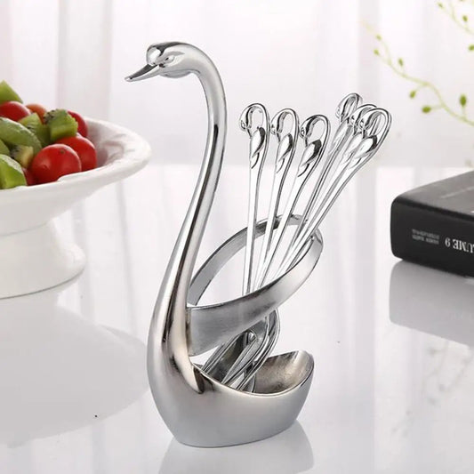 7PCs Stainless Steel Swan Shape Spoon Set