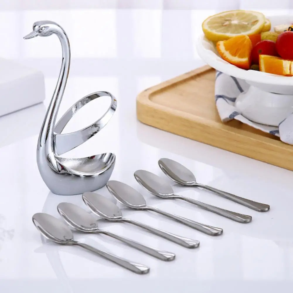 7PCs Stainless Steel Swan Shape Spoon Set