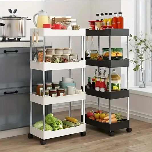 4-Tier Trolley Organizer With Movable Wheels