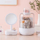 2PCs Cosmetic Storage Box with LED Mirror