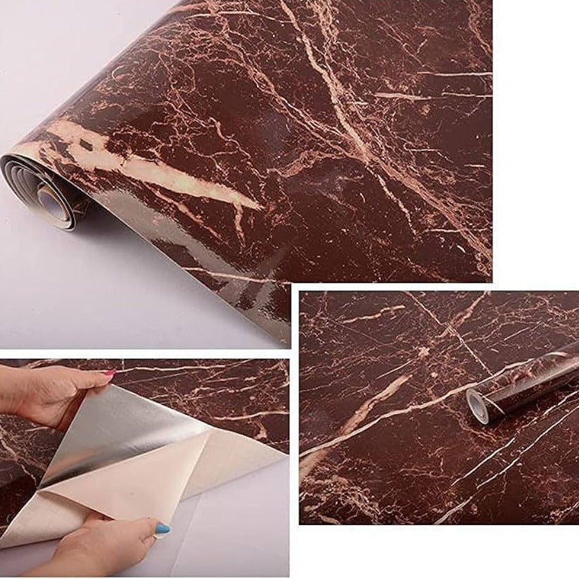 Waterproof Brown Marble Sheet 60cm x 2m