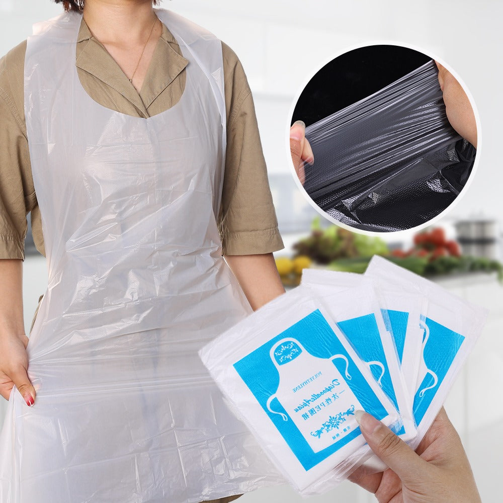 10PCs Disposable Waterproof Plastic Aprons