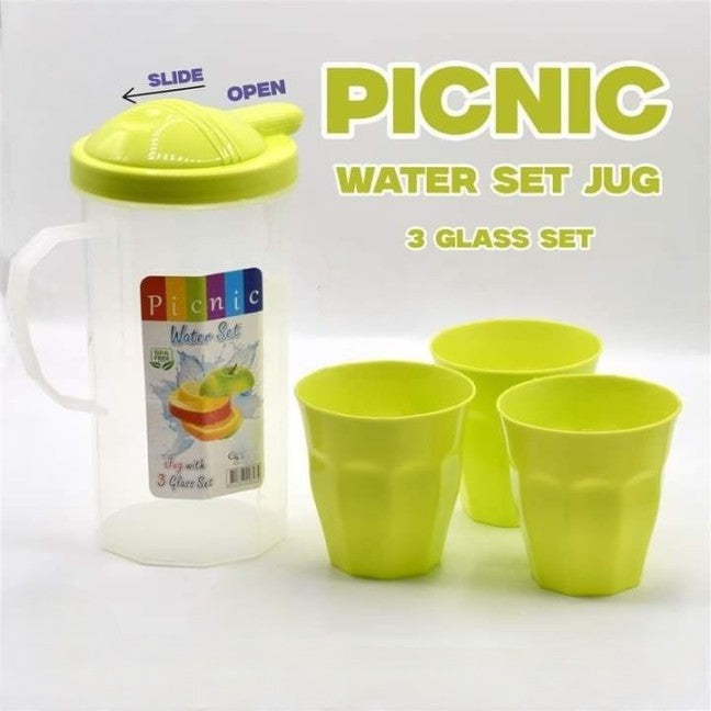 3PCs Plastic Water Jug & Glass Set