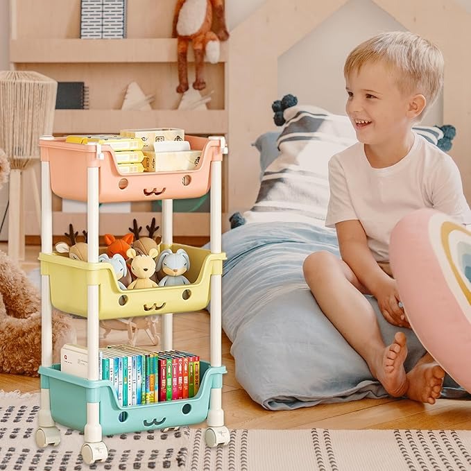 3 Layer Smiley Movable Trolley Organizer