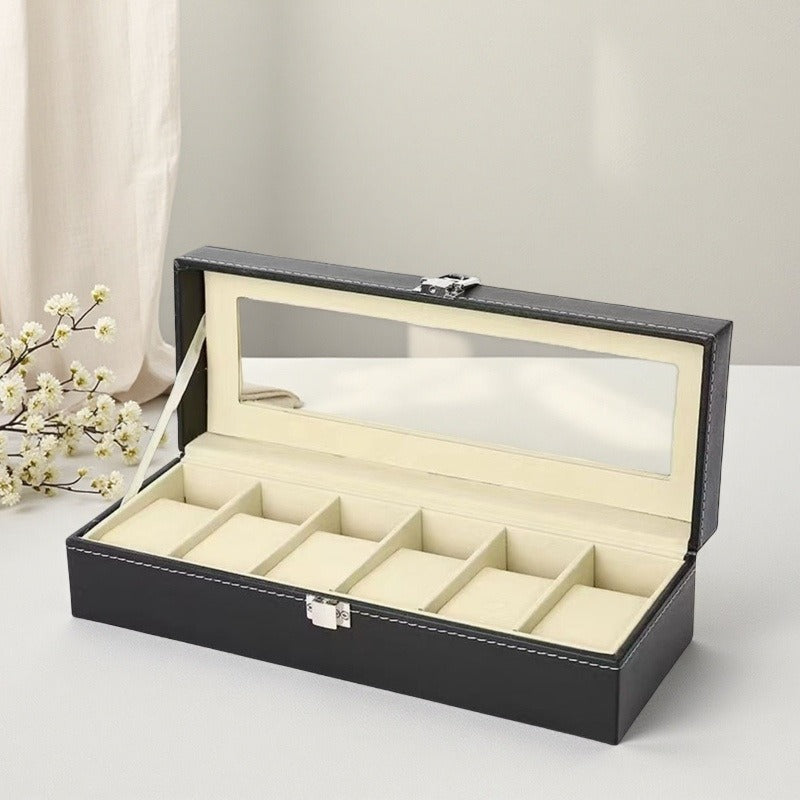 6 Slot Leather Watch Organizer Box