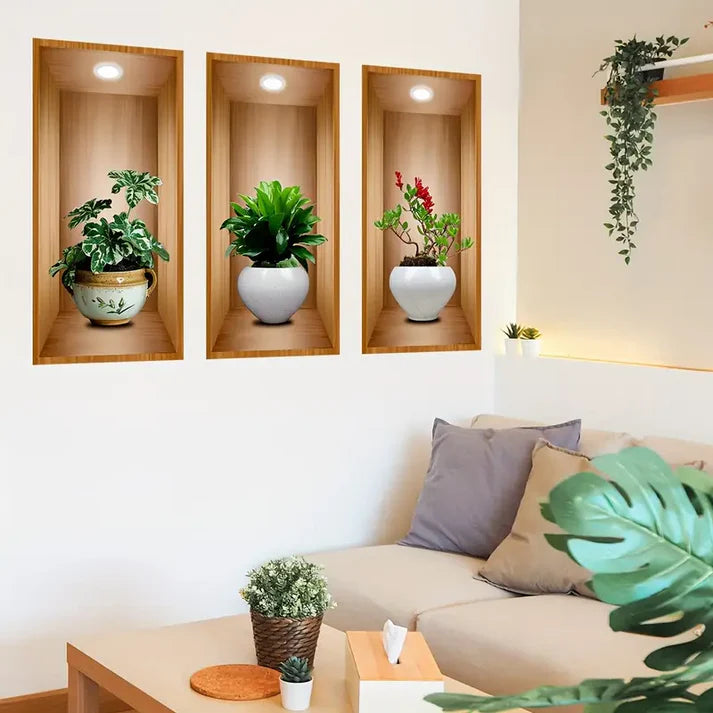 3d Plant Wall Stickers (3pcs Set)