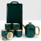 8PCs Ceramic Tea Set With Tray