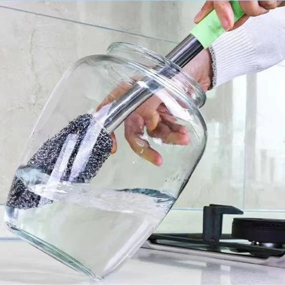 Stainless Steel Sponge with Long Handle