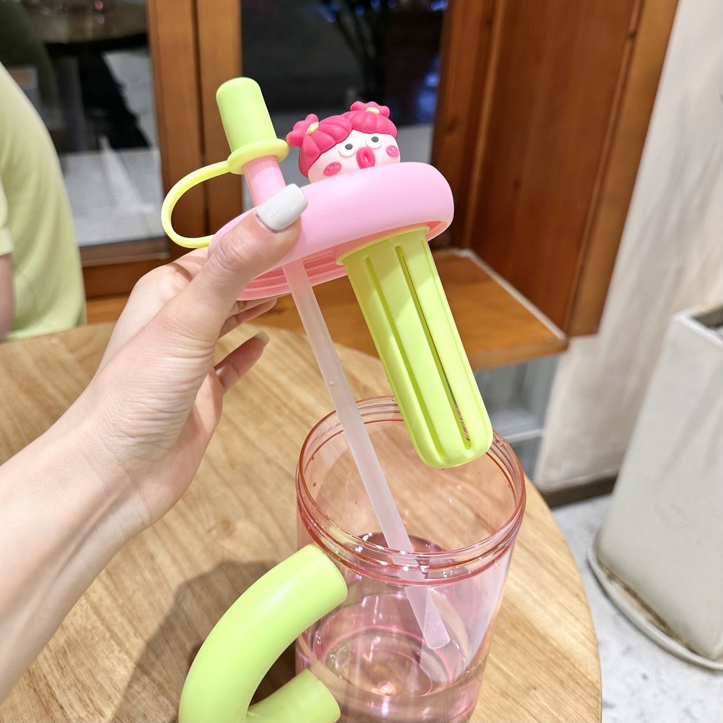 Cartoon Cute Water Bottle with Straw