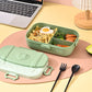 3 Grid Lunch Box With Spoon and Fork