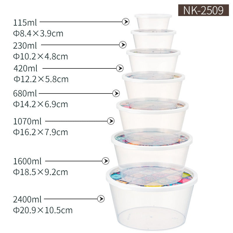 Pack Of 7 - Round Sealed Storage Container