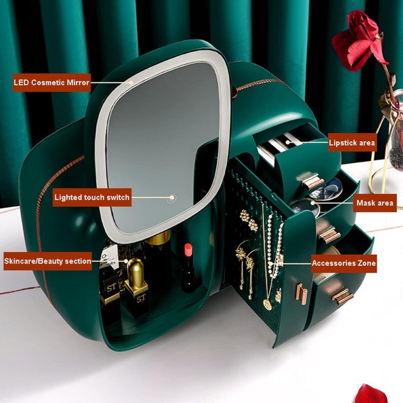 Modern Cosmetic Organizer with LED Mirror