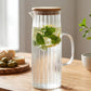 Elegant Ribbed Glass Jug With Wooden Lid  1.1L