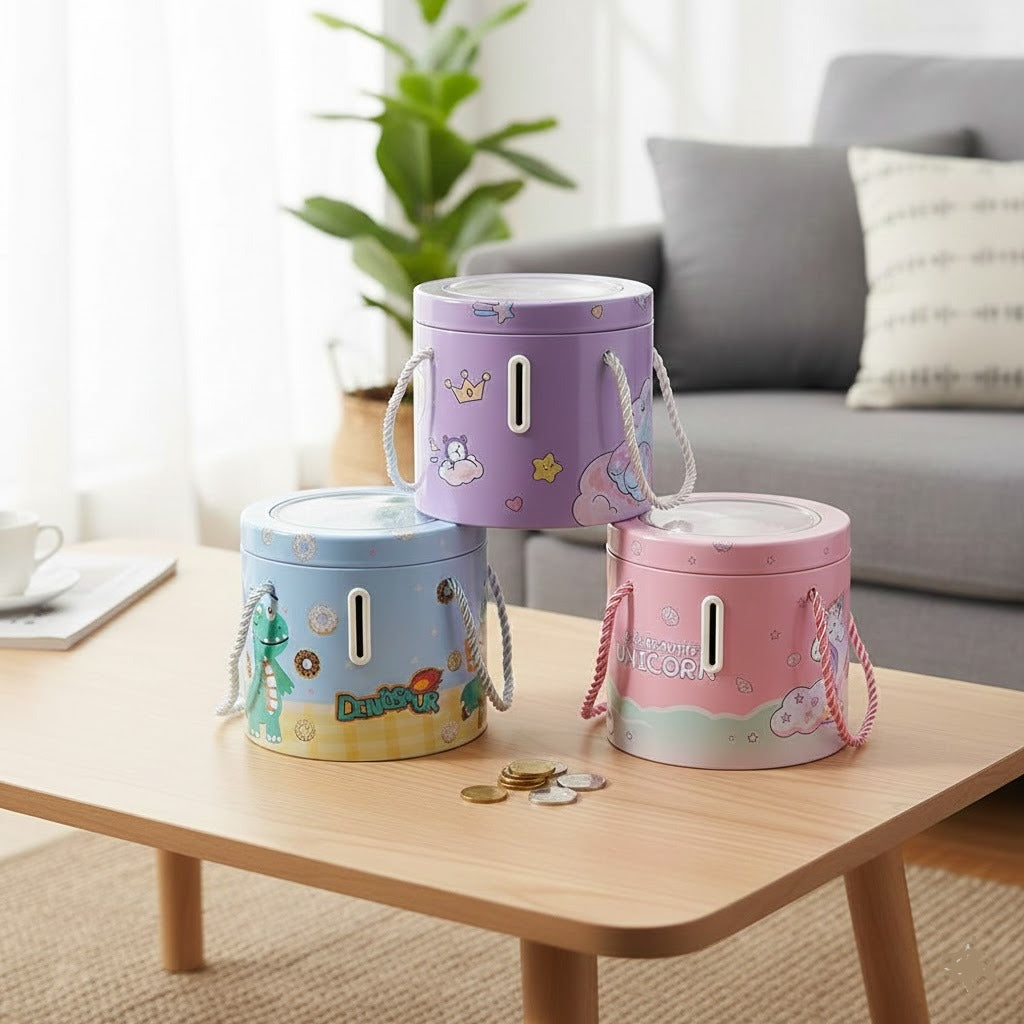 Metal Round Shape Kids Money Saving Box