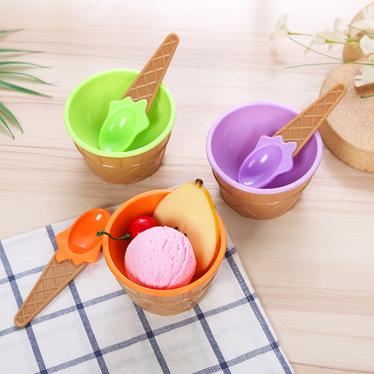 2PCs Creative Ice Cream Shape Bowl