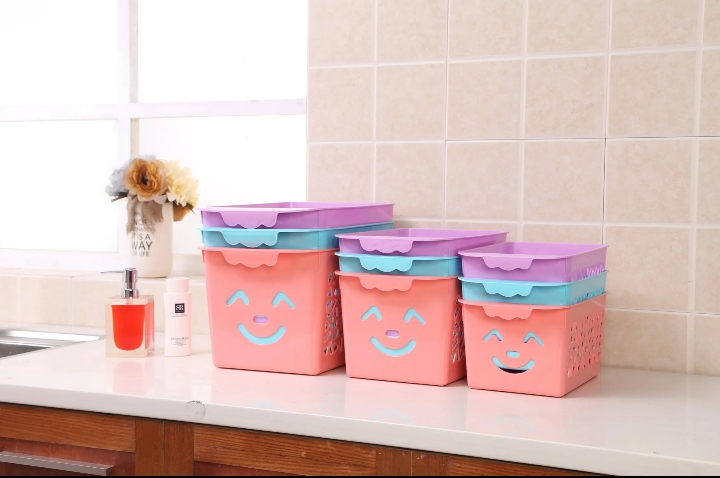 3Pcs Set Smiley Organiser Basket With Cap.