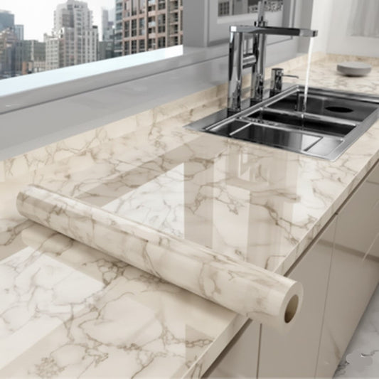 Cream Marble Texture Design PVC Waterproof Sheet (60cmx200cm)