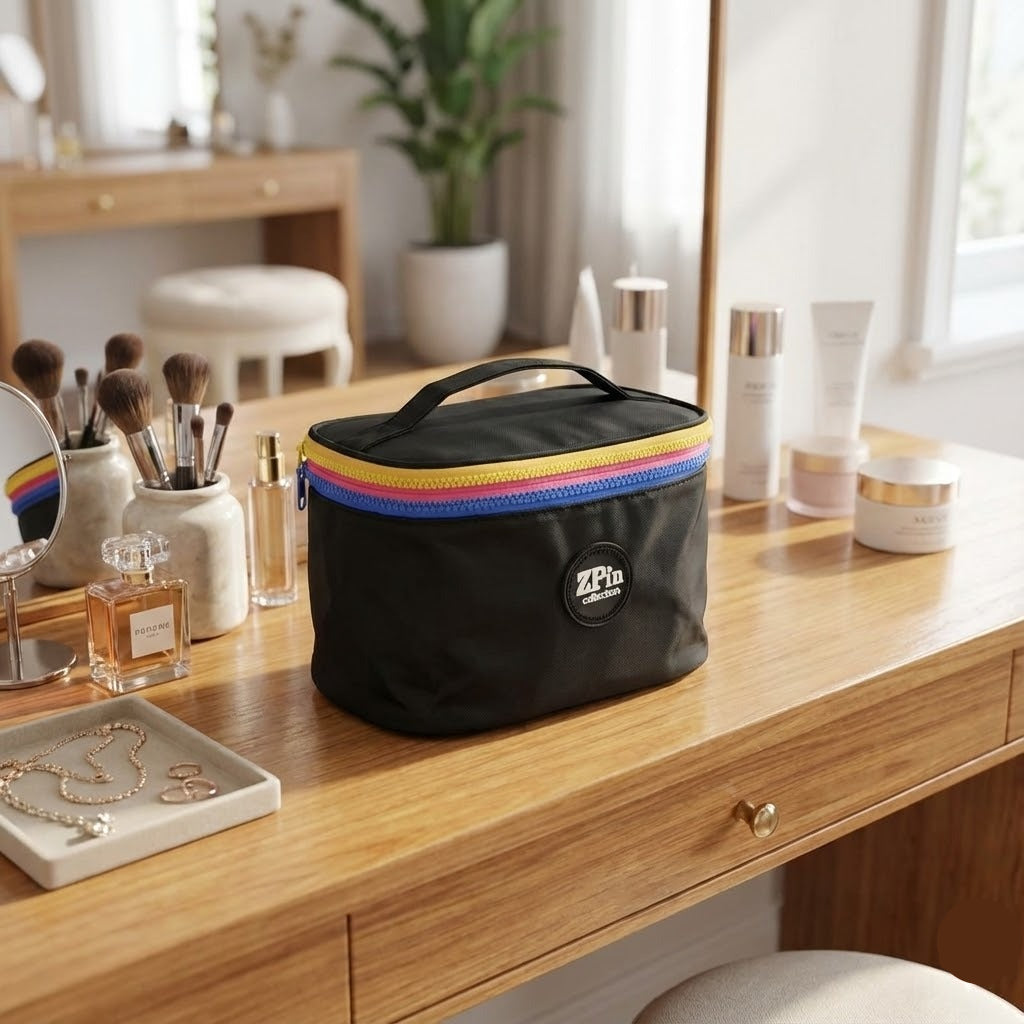 Portable Golden Makeup & Cosmetic Bags