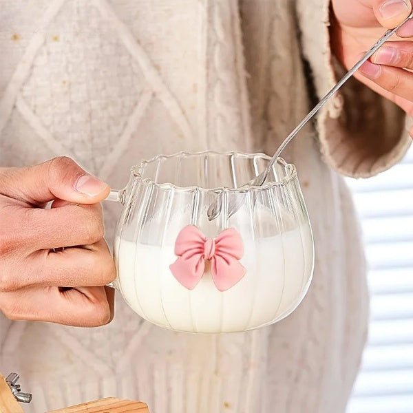 Glass Pumpkin Shape Bow Coffee Cup