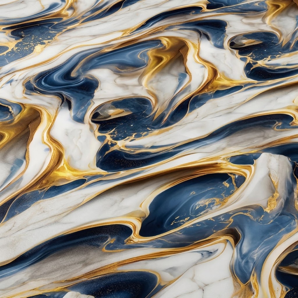 Waterproof Blue & Golden Marble Sheet (60cm x 2m)