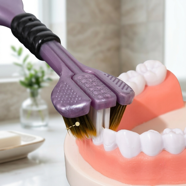 1Pcs Triple Head Soft Bristle Toothbrush