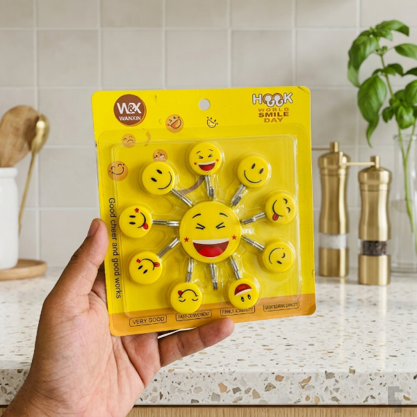 10Pcs Smiley Emoji Self Adhesive Hooks