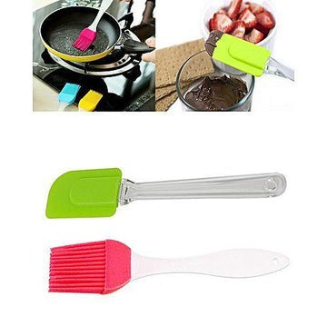 Silicone Spatula And Pastry Brush Set (Multicolour)