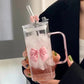 Square Glass Square Mug with Lid & Straw