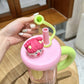 Cartoon Cute Water Bottle with Straw