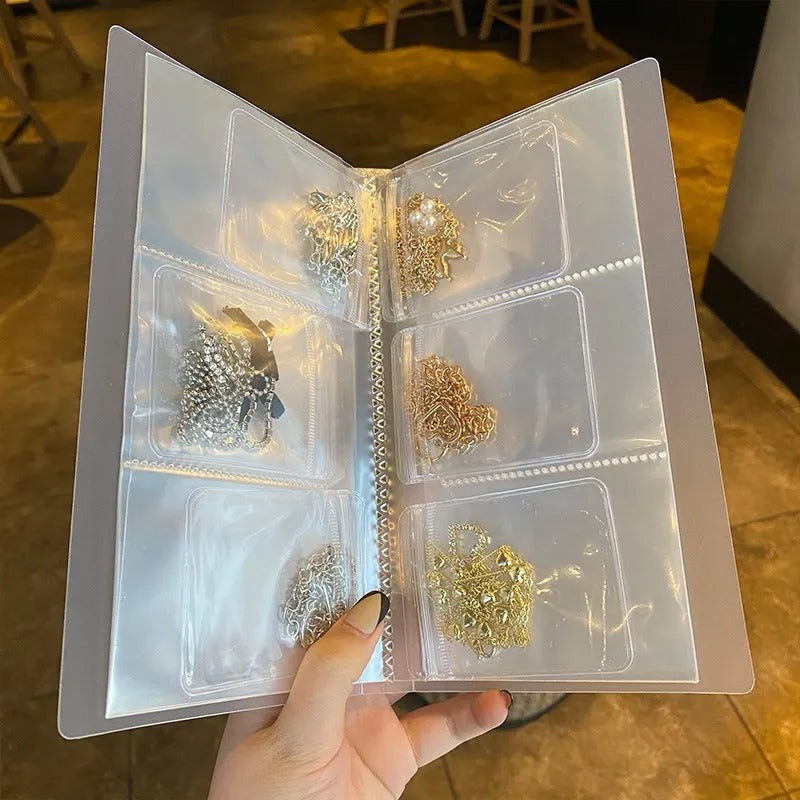 84-Grid Portable Plastic Jewelry Organizer Book