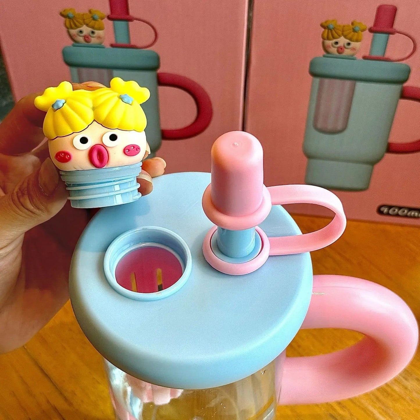 Cartoon Cute Water Bottle with Straw
