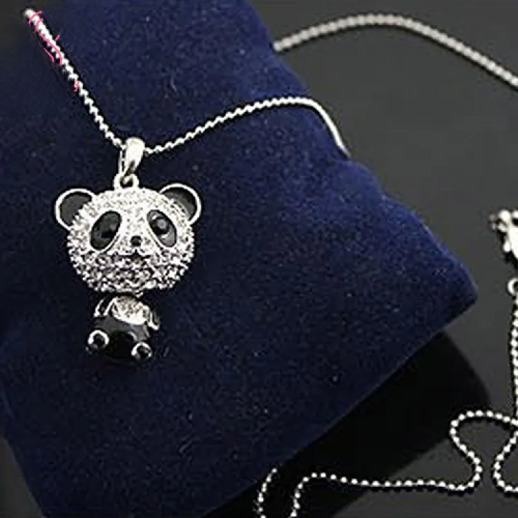 Cute Panda Rhinestone Pendant Necklace