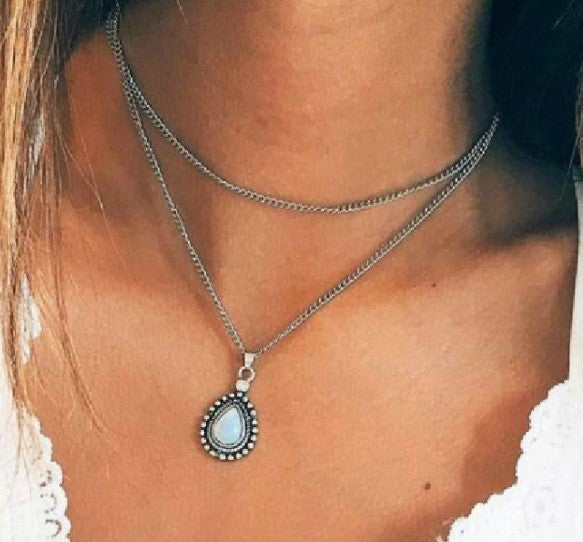 Vintage Double Layer Opal Necklace