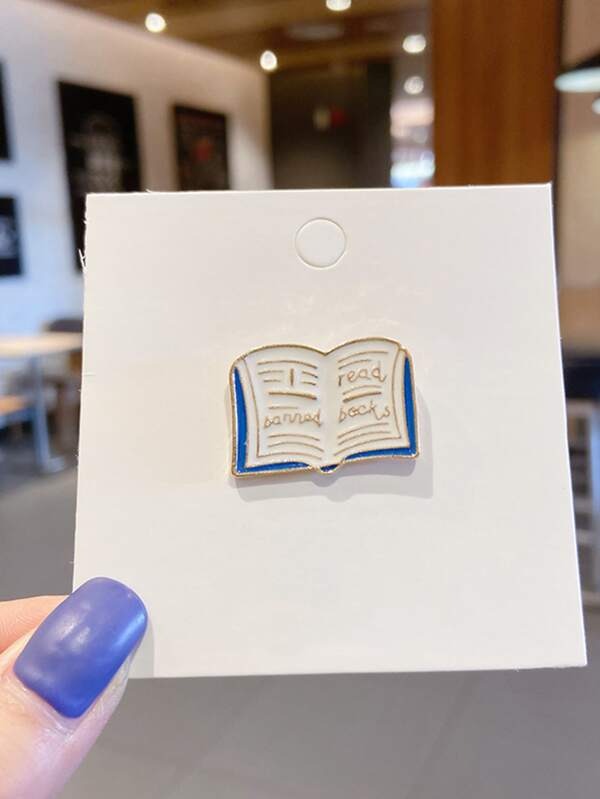 Stylish Open Book Pin Brooch