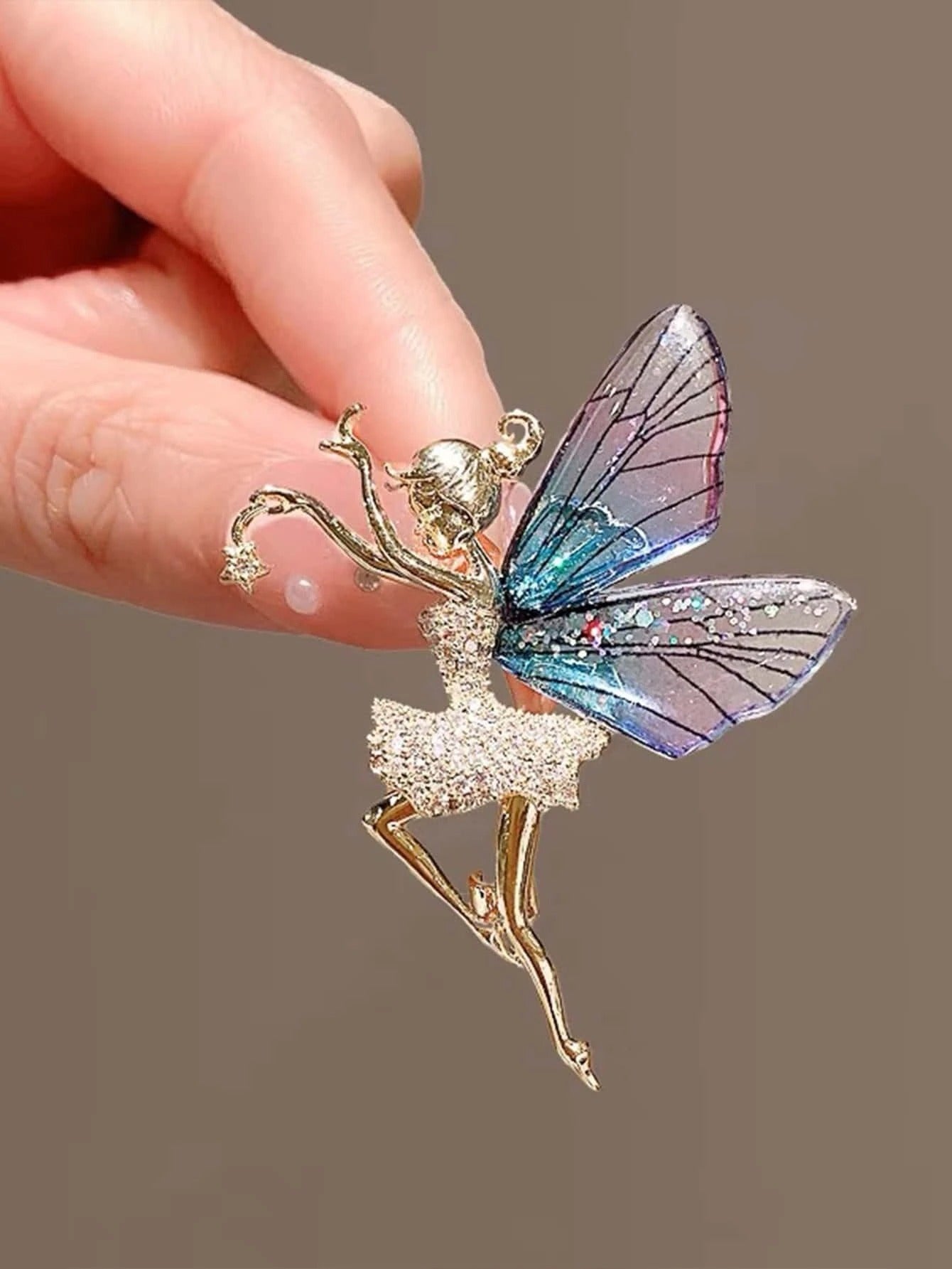 Elegant Zirconia Flying Fairy Pin Brooch