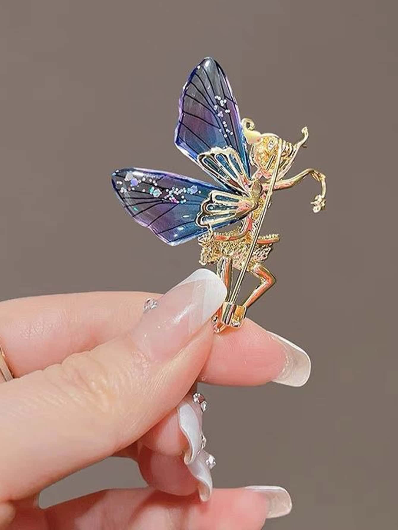 Elegant Zirconia Flying Fairy Pin Brooch