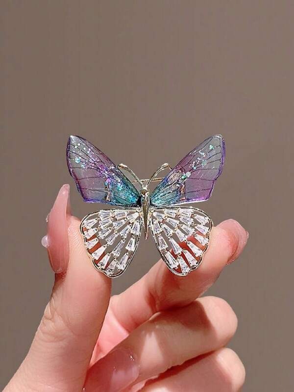 Elegant Zircon Butterfly Pin Brooch