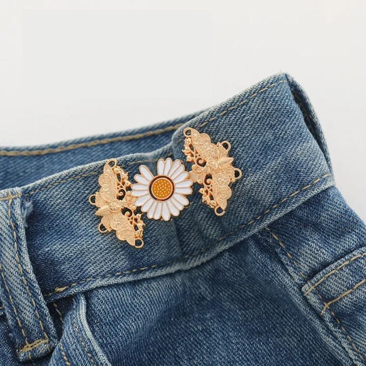 Creative Jeans Sunflower Detachable Waist Tighten Button