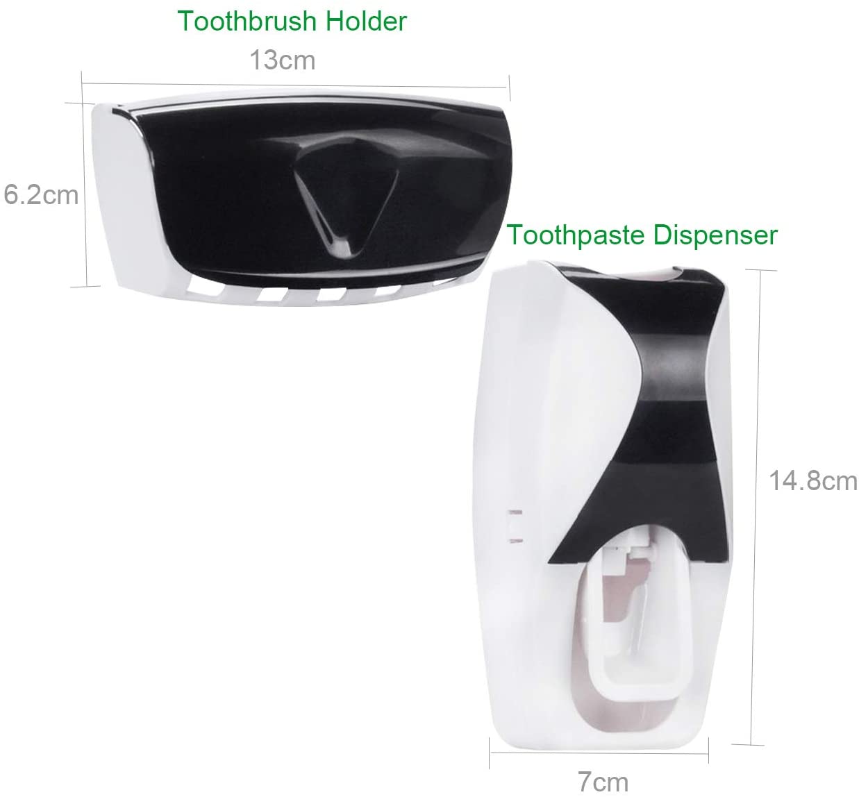 Automatic Hands-Free Wall Mounted Toothpaste Dispenser Squeezer with Detachable 5 Hole Toothbrush Holder