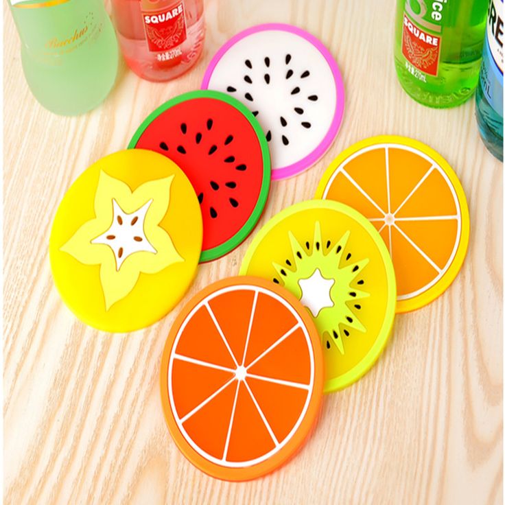 Pack of 5 silicone beautiful fruits slices shape Tea mat (Random Designs)