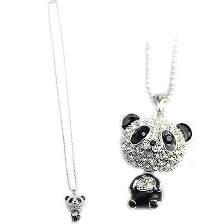 Cute Panda Rhinestone Pendant Necklace