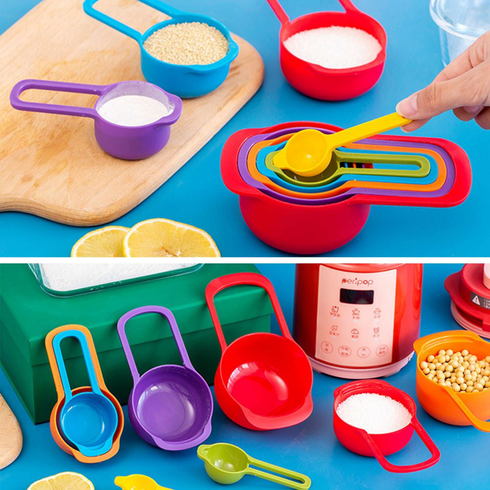 6pcs Plastic Measuring Spoon Set with Scale Measuring Cup.