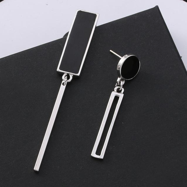 Rectangle & Round Drop Earrings