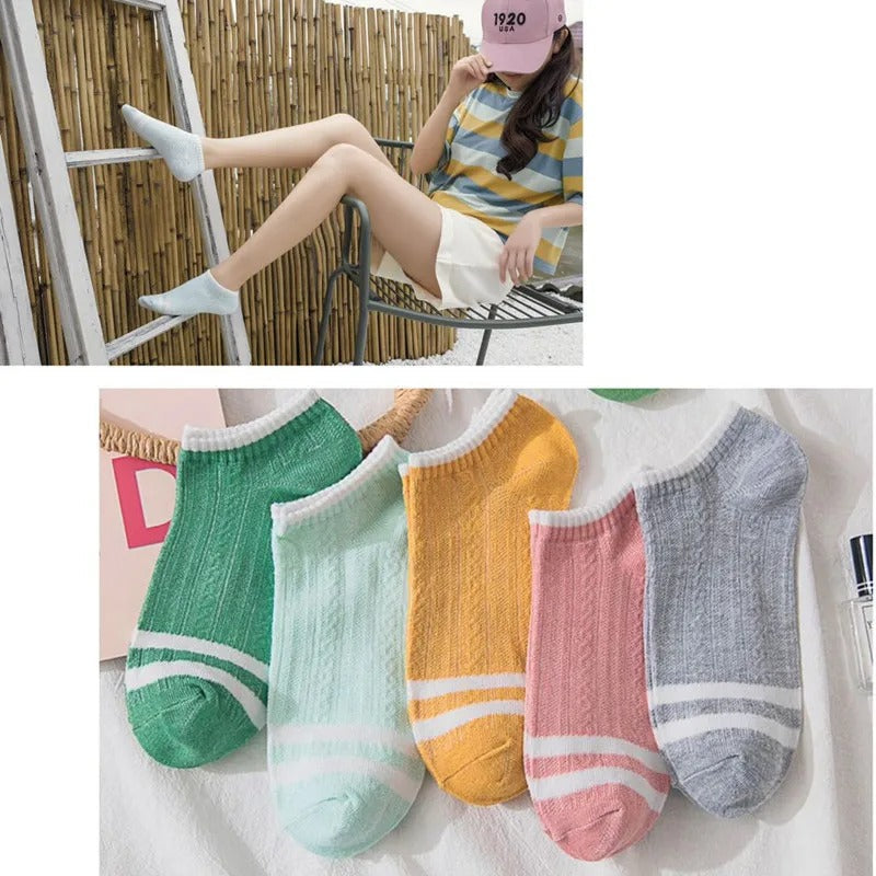 5 Pair Women Colorful Cotton Socks