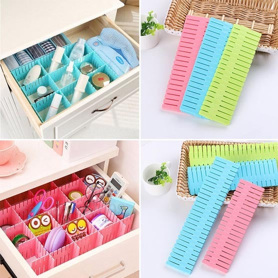 Adjustable & Interlocking Plastic Closet Drawer Dividers Organizers