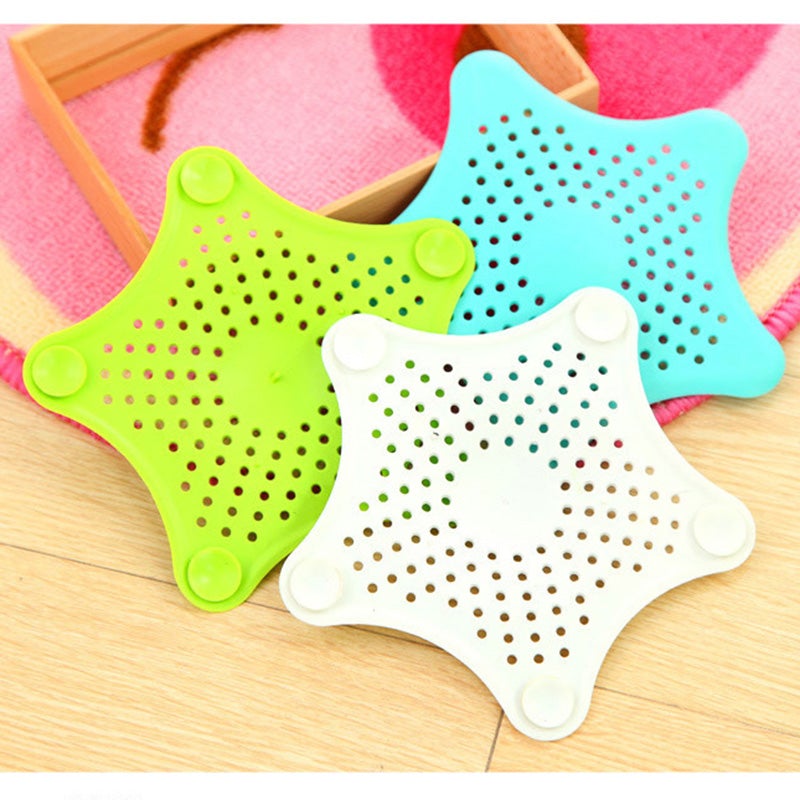 Silicone Rubber Five-pointed Star Sink Filter Sea Star Drain Cover Sink Strainer Hair Catcher Leakage Filter for Kitchen and Bathroom