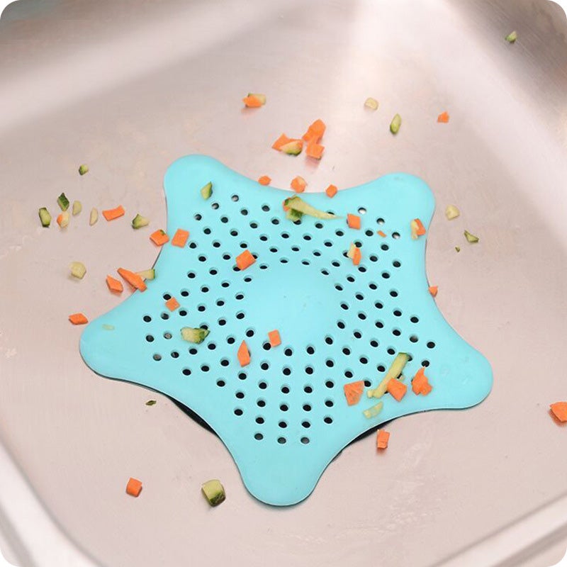 Silicone Rubber Five-pointed Star Sink Filter Sea Star Drain Cover Sink Strainer Hair Catcher Leakage Filter for Kitchen and Bathroom