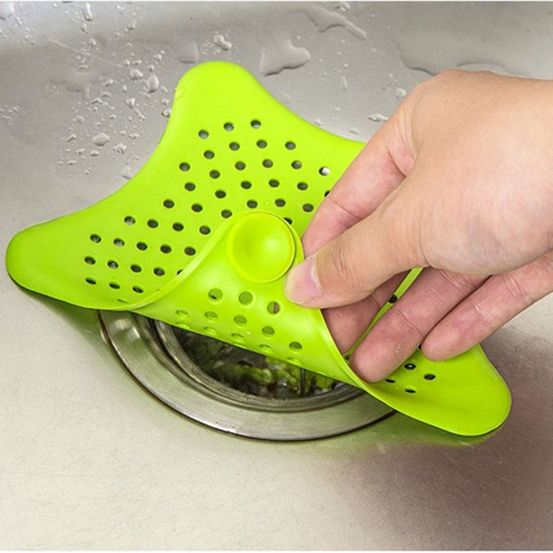 Silicone Rubber Five-pointed Star Sink Filter Sea Star Drain Cover Sink Strainer Hair Catcher Leakage Filter for Kitchen and Bathroom