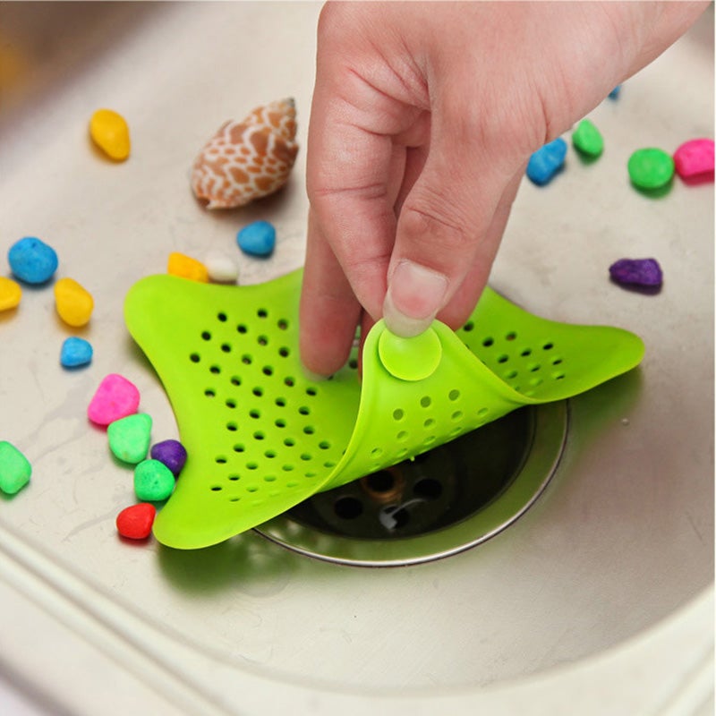 Silicone Rubber Five-pointed Star Sink Filter Sea Star Drain Cover Sink Strainer Hair Catcher Leakage Filter for Kitchen and Bathroom