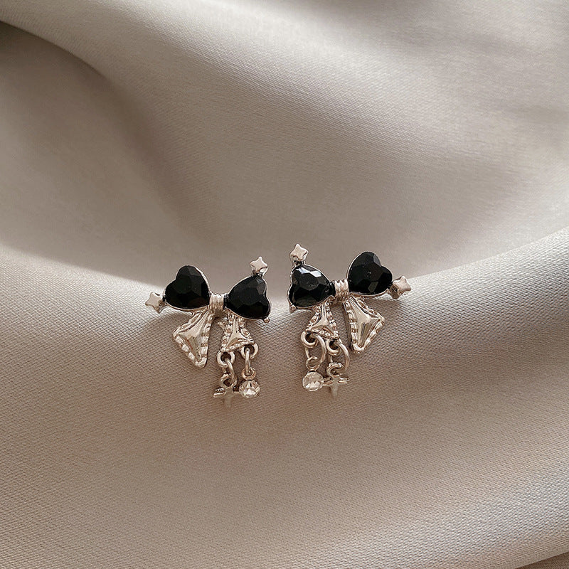 Black Bow Earrings Set